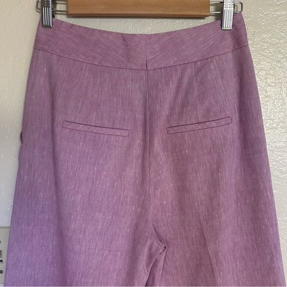 Veronica Beard Jeanne Pant Heathered Orchid 4 High Waist Wide Leg Linen Blend - Picture 8 of 9